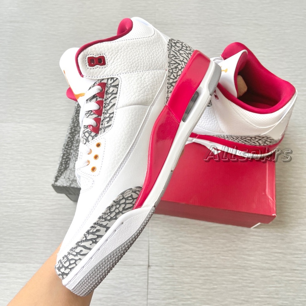 Air Jordan 3 Retro Cardinal Red Men’s - Picture 3 of 8
